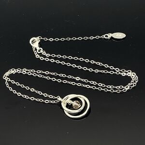 EFYTAL 925 Sterling Silver Intertwined Circles w Crystal Pendant Necklace Casual